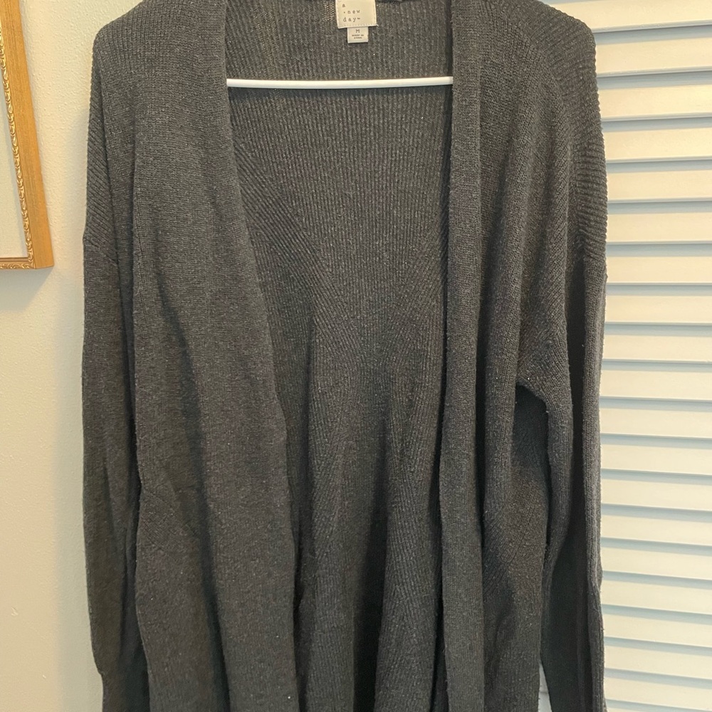 a new day Charcoal Open Front Cardigan